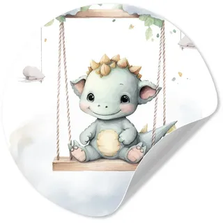 MuchoWow Wandsticker Drache - Tierbaby - Kinder (1 St), Runde Aufkleber für Kinderzimmer, Selbstklebend, 120x120 cm, Kinder bunt 120 cm x 120 cm x 0.1 cm