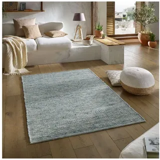 Taracarpet Handweb-Teppich aus Schurwolle in Skandinavischem Landhaus Design in vielen aktuellen Farben für Wohnzimmer, Esszimmer, Schlafzimmer, Flur, auch als Läufer beidseitig verwendbar grün 070x130 cm