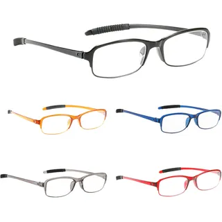 NRDIK PROFLEX LIGHTWEIGHT (5er-Pack) Flexibel Lesebrille – schlagfest, kratzfest, biegbar, rutschfest, Unisex (Männer + Frauen) +1,0, +1,5, +2,0, +2,5, +3,0, +3,5, +4,0 - (oval) - 136 mm