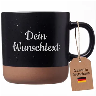 GRAVURWELT Kaffeebecher mit Lasergravur – Keramik Steingut Kaffeetasse, personalisierte Tasse für Kaffee, Tee – Lieblingsmensch Geschenk, Vatertag, Muttertag, Frauentag, (Grau,Weiß,Schwarz) (Schwarz)