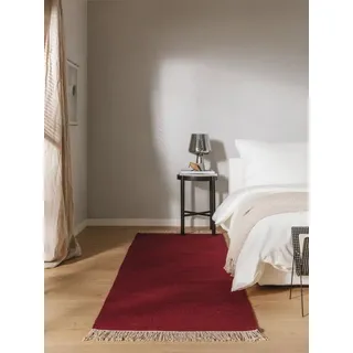 benuta Wollteppich Liv, rechteckig, Höhe: 5 mm, Teppich Wohnzimmer, Schlafzimmer, Esszimmer, Flur, Kunstfaser, Cozy rot 70 cm x 200 cm x 5 mm