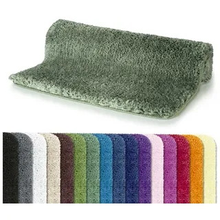Badematte HIGHLAND, Höhe 40 mm, Badteppich Hochflor, 100% Polyester Microfaser, Anti-Rutsch Beschichtung, für Fußbodenheizung geeignet, waschbar 40°, schnelltrocknend, Polyester, rechteckig, Rutschhemmende Unterseite aus Latex, Maschinenwaschbar, Schnelltrocknend grün rechteckig | Ø 0 cm x 70 cm x 120 cm x 40 mm
