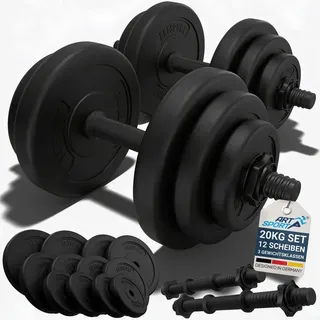 Juskys ArtSport Hantelset 20 kg Kurzhantelset schwarz