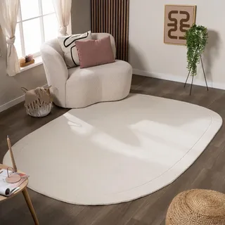 Volero - Teppich Organisch - Halo Pebble Creme - 160x230 cm - Wohnzimmer, Schlafzimmer, Babyzimmer - Modern, Skandinavisch, Japandi - Creme