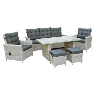 bellavista - Home&Garden® Dininglounge-Set Asti Polyrattan grau 7 Personen mit Tisch - Grau
