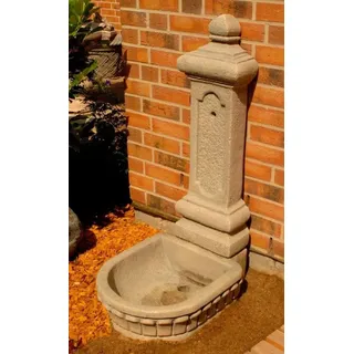 Casa Padrino Jugendstil Wandbrunnen Grau H. 122 cm - Prunkvoller Gartenbrunnen - Gartendeko Stein Brunnen - Barock & Jugendstil Garten Deko Accessoires