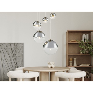 LED 5 Glaskugeln Esszimmerleuchten für über Esstisch hängend, Silber mehrflammig
