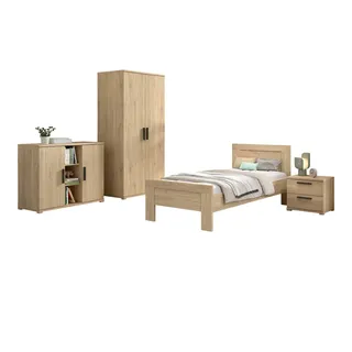 58 aufm Kessel JUGENDZIMMER Set Keelia Eiche Melamin 4tlg Möbel