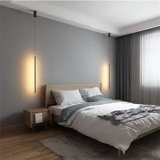 Pendelleuchte schwarz industrielle lineare lange Röhren moderne minimalistische LED Hängelampe Decken Downlight Kronleuchter Beleuchtungskörper für Schlafzimmer Nachttisch TV Wanddekoration Wohnzimmer