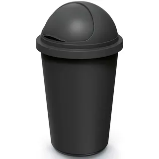 MONZANA® Mülleimer Küche 50L mit Schiebedeckel 100% Recycelter Kunststoff Abfalleimer Büro Müllsackhalterung Papierkorb Biomüll Gelber Sack S... - Schwarz