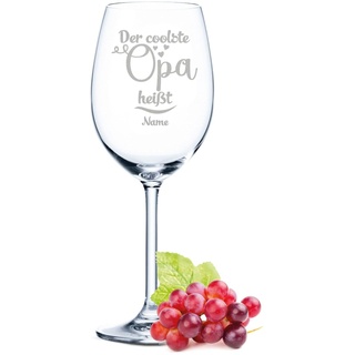 Leonardo Weinglas mit Gravur - Der coolste Opa heißt - Personalisiert mit Namen - Geschenke für Opa zum Geburtstag oder Vatertag - Für den coolsten Großvater - Farbe Daily