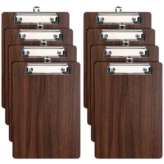 (8 Stück) Klemmbrett Holz A5,Schreibbrett Klemmbretter mit Metalklemme und Aufhängeose, Clipboard Schreibplatte für Büro,Restaurant,Schule