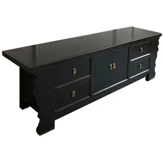 OPIUM OUTLET Lowboard Asiatische Kommode Chinesischer Schrank Lowboard (Asia Hochzeitsschrank schwarz Vintage Landhaus-Stil), Orientalisches TV Sideboard fernöstlich schwarz