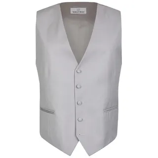 Wilvorst Anzugweste Wilvorst Herren Cut-Weste V-Neck Classic-Fit Grau Fischgrät grau 27
