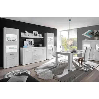 Home Affaire Wohnwand HOME AFFAIRE "BIANCO", weiß (weiß matt, weiß mdf hochglanz), B:314cm, Kastenmöbel-Sets, Wohnwand
