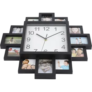 Doppelfunktionaler Bilderrahmen Und Wanduhr Aus Schwarzem Kunststoff, Moderne Wohnzimmerdekoration, Interieur, 2-in-1