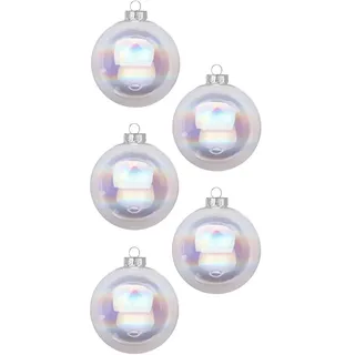 Inge Glas Weihnachtskugeln | Schöne Christbaumkugeln aus Glas | 20 Kugeln in Karton-Box | Christbaumschmuck Weihnachtsbaumschmuck Weihnachtsbaumkugeln (Irisierend | durchsichtig Seifenblasen Glanz)