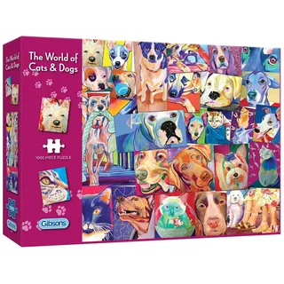 Die Welt der Katzen & Hunde | 1000 Teile Puzzle | Tierpuzzle | Nachhaltiges Puzzle für Erwachsene | 100% recyceltes Premium-Puzzle | Tolles Geschenk für Erwachsene | Gibsons Games