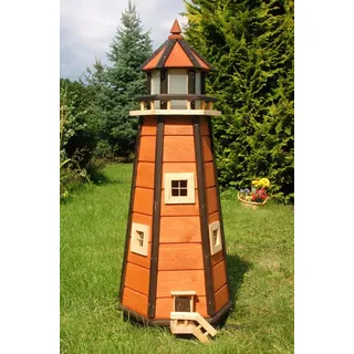 Wunderschöner großer Leuchtturm aus Holz mit LED Beleuchtung 110cm hoch in braun - Braun