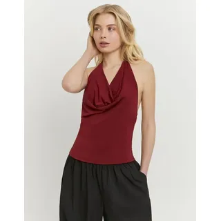 Neckholdertop TALLY WEIJL "SSLPEBLOCK2", Damen, Gr. L, pomegranate, Jersey, Obermaterial: 90% Polyester, 10% Elasthan, unifarben, figurbetont normal, V-Ausschnitt, Tops Neckholdertop, Neckholder-Top, figurbetont und kurz geschnitten