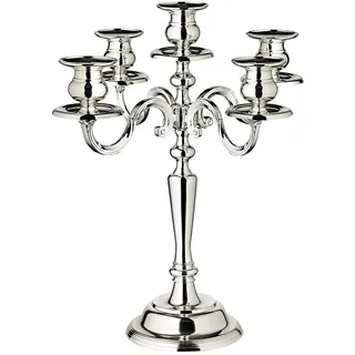EDZARD Kerzenleuchter Regina, 5-flammig, Höhe 37 cm, edel versilbert, anlaufgeschützt - Kerzenhalter für Stabkerzen, Kerzenständer in Silber, Tischdeko Wohnzimmer