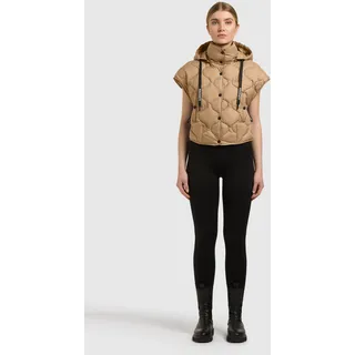 Steppweste KHUJO "NINGA", Damen, Gr. XXL, schwarz camel, Web, 100% Nylon, leicht glänzend, regular fit taillenbedeckt, Westen Steppweste
