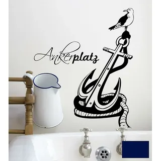 Wandtattoo Ankerplatz Anker maritim zuhause M1472 - ausgewählte Farbe: *Dunkelblau* ausgewählte Größe: *XS 40cm breit x 52cm hoch