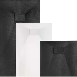 VILSTEIN Duschwanne 90 x 90 cm Edelstahl/Kunststoff Schwarz