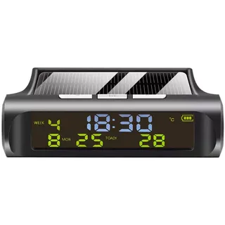 Rinteea Solar Autouhr Automatische Solaruhr mit Woche Monatskalender Zeit Temperaturanzeige Auto Vollautomatische Uhr