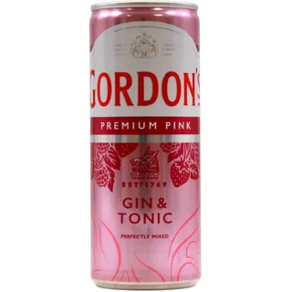 Gordon's Premium Pink Distilled Gin & Tonic, Erfrischendes Pink-Mixgetränk mit 10 Prozent Alkohol, 12 Dosen x 250 ml (EINWEG Verpackung), Trinkfertiges Getränk für unterwegs & gesellige Anlässe