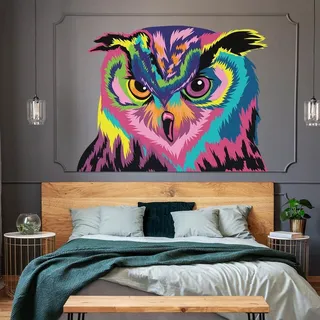 Decords Wandtattoo – farbenfrohe Eule, 79 x 61 cm
