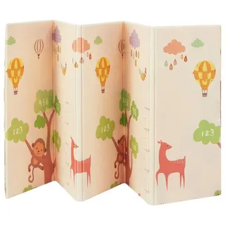 Juskys Kinder Spielmatte Jakob 180x200 cm Tiere - XXL Matte Schaumstoff faltbar & soft - Beige