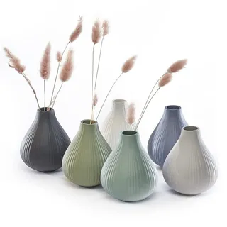 Chive Frost runde Töpfervase, dekorative Vase für Zuhause, Wohnzimmer, Büro und Tischdekoration, 6 Stück, Ton, multi, 3.5" diameter