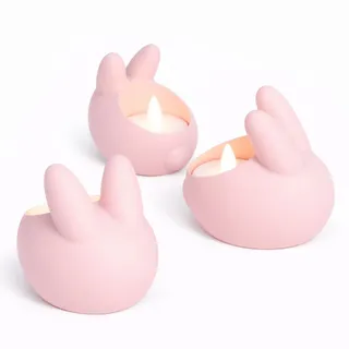Osterhasen-kerzenhalter, Rosa, 3er-set, Für Led-teelichter