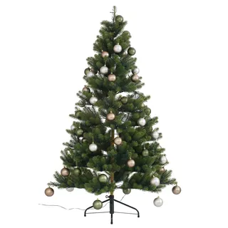 Künstlicher Weihnachtsbaum CREATIV DECO "Fertig geschmückt" Weihnachtsbäume Gr. Höhe: 150 cm bis, grün (grün, hellbraun, beige) Künstliche Weihnachtsbäume mit 60 Kugeln und LED Beleuchtung
