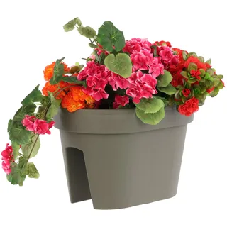 botle Balkonkiste Blumenkasten Geländerkasten Balkonkasten Geländertopf 39,5 cm | 12,3 L Grauer Stein Balkon-Blumenkasten oval