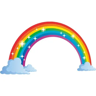 Wandtattoo Für Kinderzimmer, Wandaufkleber Regenbogen Mit Weiß