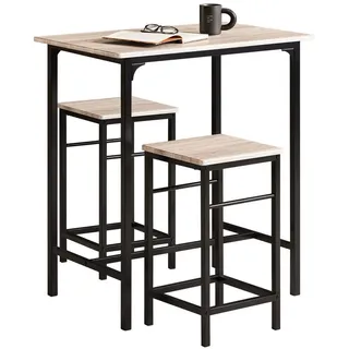 SoBuy Bartisch-Set mit 2 Hockern 80 x 50 x 87 cm Holzfarbe