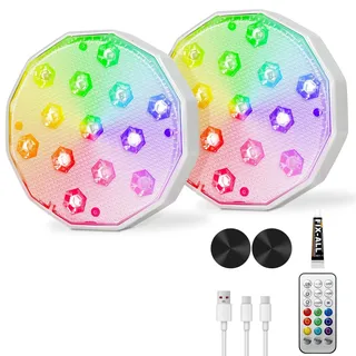 Ollny LED Poolbeleuchtung RGB Magnetic Wiederaufladbar Unterwasser 2 Stück | Pool Licht, Schwimmende Pool zubehör für Schwimmbad, Brunnen, Teich, Aquarium, Party Deko