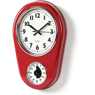 Gsycle Rote Küchenwanduhr, Vintage Küchenuhr Wanduhr Vintage Küchenwanduhr Küchenuhren Für Die Wand Mit Großem Display Küchenuhr Funkuhr Wanduhr Für Zuhause, Küche, Restaurant, Café