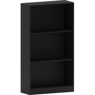 Vida Designs Cambridge Bücherregal mit 3 Ebenen, mittelhoch, schwarz, Holz-Regaleinheit für Büro, Wohnzimmermöbel, 24 x 60 x 108 cm