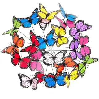 Relaxdays 360 x Gartendeko Schmetterling Grün,Pink,Rot