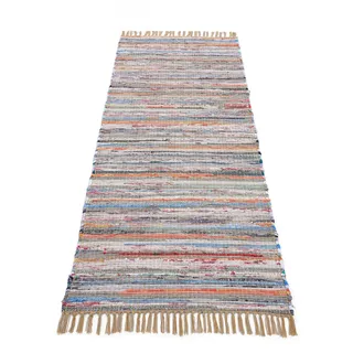 carpetfine Flachgewebeteppich Kelim Chindi Läufer Taupe 60x180 cm | Moderner Teppich für Wohn- und Schlafzimmer