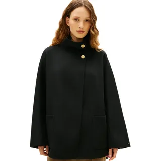 Tommy Hilfiger Damen Mantel Wool Funnel Coat mit Trichterkragen, Schwarz (Black), M-L - L