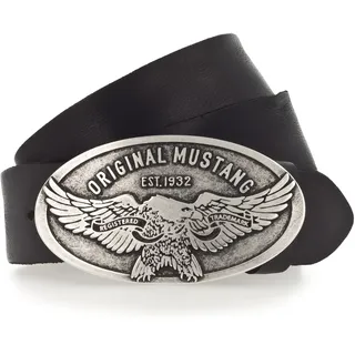 Mustang Herrengürtel Leder 4 cm schwarz 85
