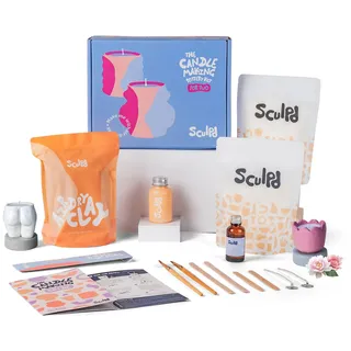 Sculpd Töpferei-Kit zur Kerzenherstellung mit lufttrocknendem Ton | Anfänger Starter-Kit zur Kerzenherstellung für Erwachsene mit Öko-Soja-Wachs, Duftöl, Lack, Werkzeugen und Anleitung