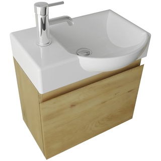 Alpenberger Gäste-WC Waschtisch mit Unterschrank | Waschbecken mit Waschbeckenunterschrank Vormontiert | Soft-Close-Funktion Badezimmermöbel Set
