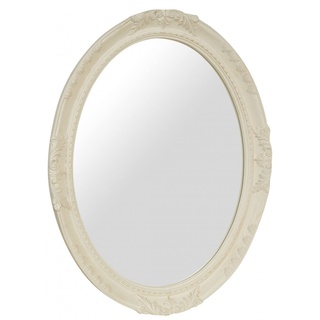 Biscottini Runder Badezimmerspiegel 93 x 6,5 x 72 cm, Shabby Chic Wandspiegel weiß, ovaler Badezimmerspiegel