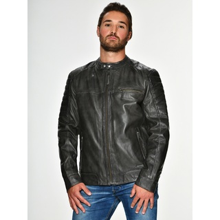 Lederjacke MUSTANG "James" Gr. L, grau (anthrazit) Herren Jacken Übergangsjacken