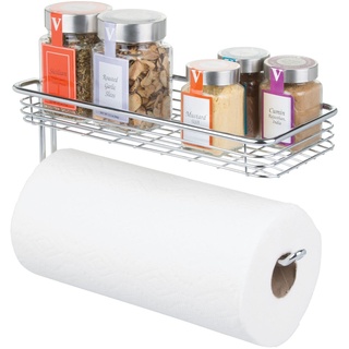 mDesign Küchenrollenhalter Wand - Halter für Papierrollen in Küche oder Bad - an der Wand zu befestigender, moderner Papierrollenhalter - Farbe: Chrom